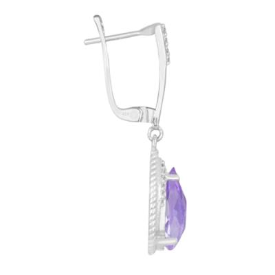 BRAZILIAN AMETHYST GEMSTONE BIG STONE EARRINGS IN 925 STERLING SILVER – BULK WHOLESALE JEWELRY SUPPLIER